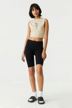 Stitches Ladies Tops Mushroom Graphic Cropped Tank Top