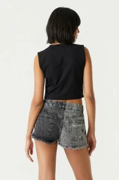 Stitches Ladies Butterfly Tattoo Print Cropped Tank Top Tops