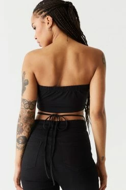 Stitches Ladies Tops Graphic Baddie Wrap-Tie Tube Top