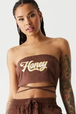Stitches Ladies Tops Graphic Honey Wrap-Tie Tube Top
