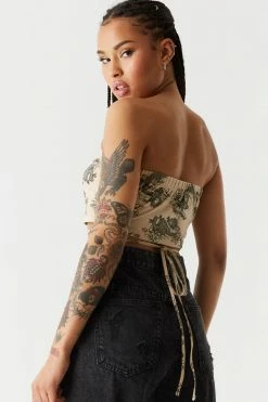 Stitches Ladies Printed Dragon Wrap-Tie Tube Top Tops