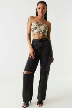 Stitches Ladies Printed Dragon Wrap-Tie Tube Top Tops