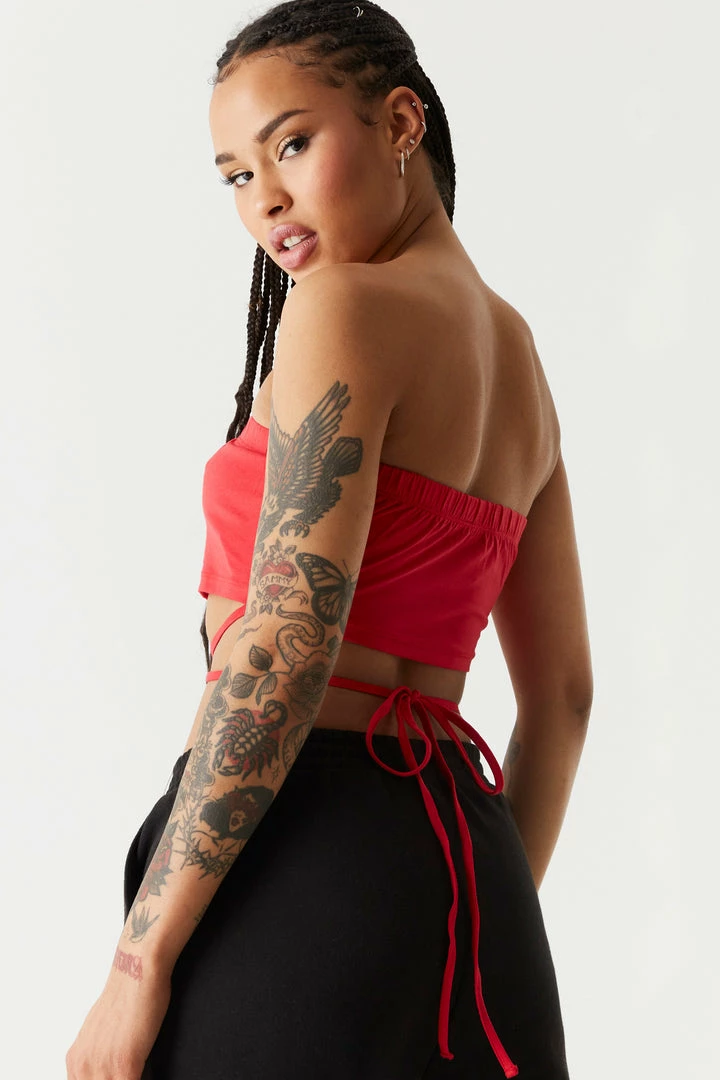 Stitches Ladies Graphic Babygirl Wrap-Tie Tube Top Tops 2 Stitches Ladies Graphic Babygirl Wrap-Tie Tube Top Tops