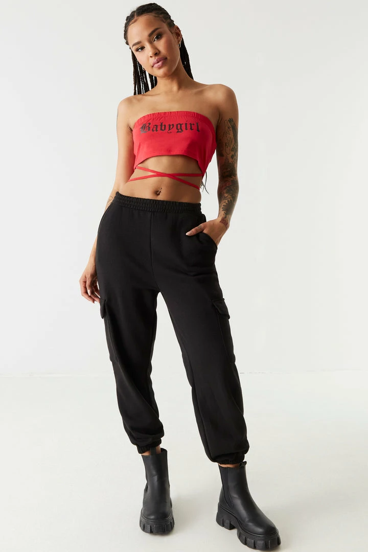 Stitches Ladies Graphic Babygirl Wrap-Tie Tube Top Tops 3 Stitches Ladies Graphic Babygirl Wrap-Tie Tube Top Tops