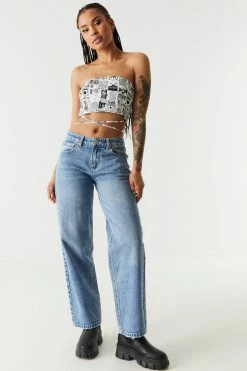 Stitches Ladies Tops Graphic Wrap-Tie Tube Top