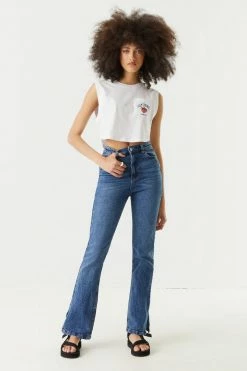 Stitches Ladies High-Neck Palm Springs Pocket Graphic Cropped Tank Top Tops 5 Stitches Ladies High-Neck Palm Springs Pocket Graphic Cropped Tank Top Tops