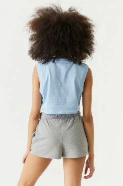 Stitches Ladies Tops High-Neck LA Pocket Graphic Cropped Tank Top