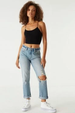 Stitches Ladies Tops Seamless Ribbed Bungee Cropped Cami