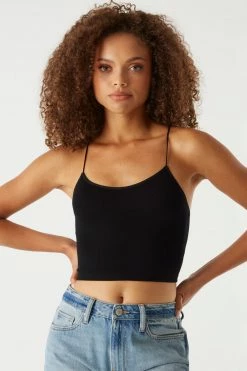 Stitches Ladies Tops Seamless Ribbed Bungee Cropped Cami