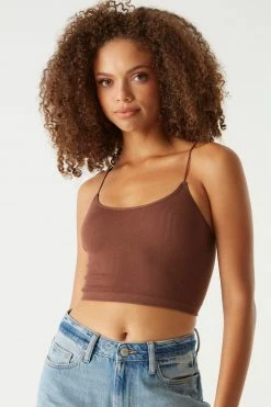Stitches Ladies Tops Seamless Ribbed Bungee Cropped Cami