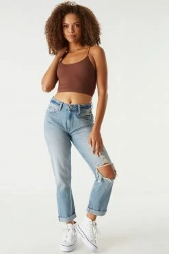 Stitches Ladies Tops Seamless Ribbed Bungee Cropped Cami