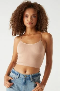 Stitches Ladies Tops Seamless Ribbed Bungee Cropped Cami