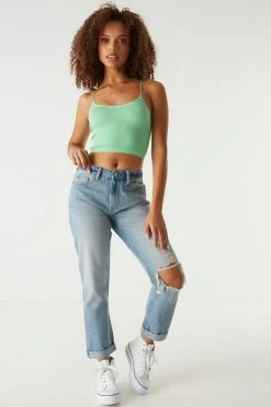 Stitches Ladies Tops Seamless Ribbed Bungee Cropped Cami