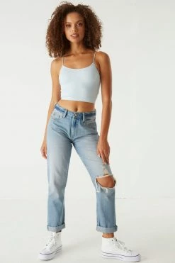 Stitches Ladies Tops Seamless Ribbed Bungee Cropped Cami