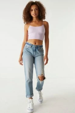 Stitches Ladies Tops Seamless Ribbed Bungee Cropped Cami