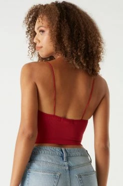 Stitches Ladies Tops Seamless Ribbed Bungee Cropped Cami