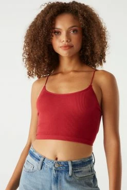 Stitches Ladies Tops Seamless Ribbed Bungee Cropped Cami