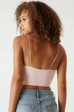 Stitches Ladies Tops Seamless Ribbed Bungee Cropped Cami