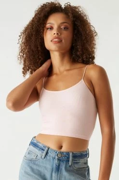 Stitches Ladies Tops Seamless Ribbed Bungee Cropped Cami