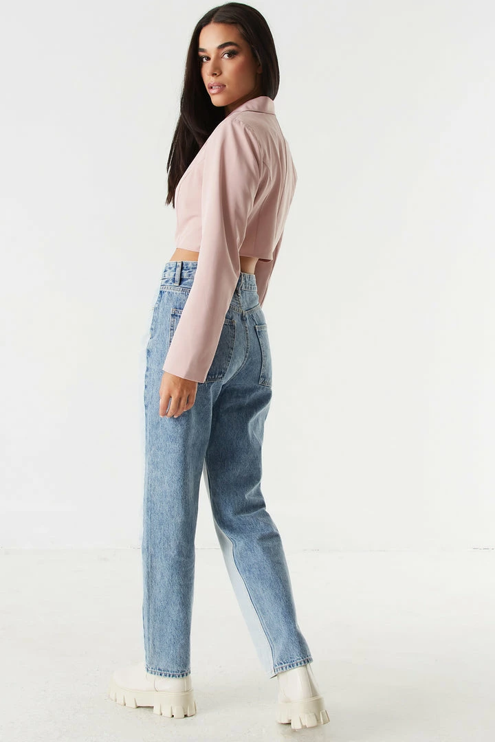 Stitches Ladies Refuge Jeans Refuge 90's Ultra High-Rise Two-Tone Mom Jean 3 Stitches Ladies Refuge Jeans Refuge 90's Ultra High-Rise Two-Tone Mom Jean