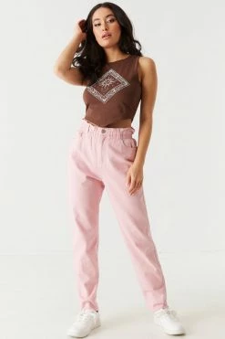 Stitches Ladies Refuge Jeans Refuge Paperbag Waist Twill Mom Jean