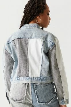 Stitches Ladies Denim Jackets Contrast Patchwork Cropped Denim Jacket 10 Stitches Ladies Denim Jackets Contrast Patchwork Cropped Denim Jacket