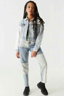 Stitches Ladies Denim Jackets Contrast Patchwork Cropped Denim Jacket 11 Stitches Ladies Denim Jackets Contrast Patchwork Cropped Denim Jacket