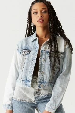 Stitches Ladies Denim Jackets Contrast Patchwork Cropped Denim Jacket 9 Stitches Ladies Denim Jackets Contrast Patchwork Cropped Denim Jacket