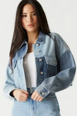 Stitches Ladies Refuge Oversized Two-Tone Cropped Denim Jacket