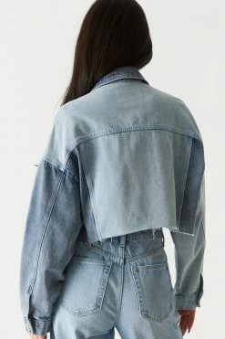 Stitches Ladies Refuge Oversized Two-Tone Cropped Denim Jacket
