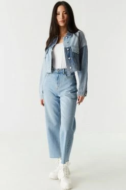 Stitches Ladies Refuge Oversized Two-Tone Cropped Denim Jacket