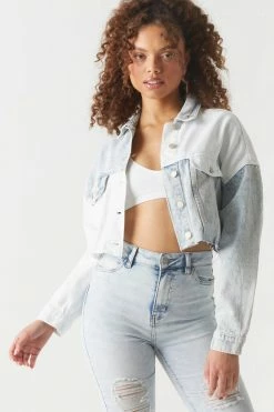 Stitches Ladies Refuge Oversized Two-Tone Cropped Denim Jacket