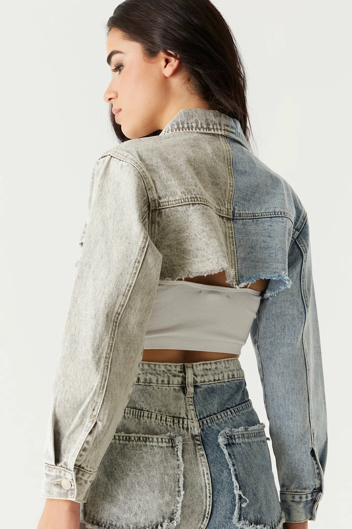 Stitches Ladies Refuge Super Cropped Denim Jacket Refuge Jeans 2 Stitches Ladies Refuge Super Cropped Denim Jacket Refuge Jeans