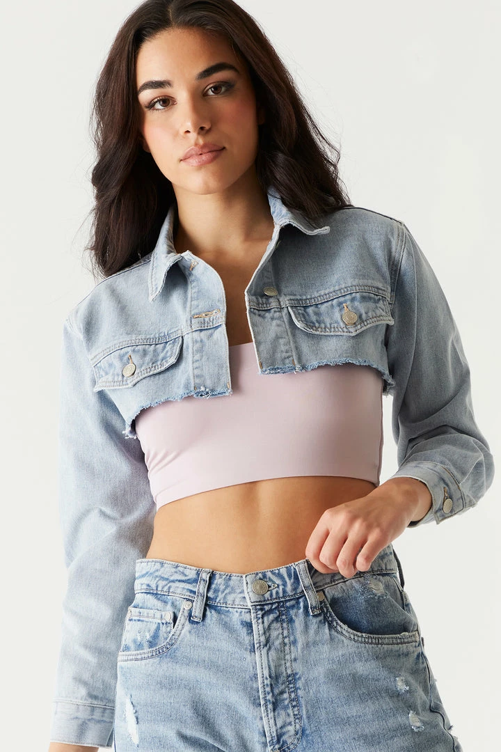 Stitches Ladies Refuge Super Cropped Denim Jacket Refuge Jeans 4 Stitches Ladies Refuge Super Cropped Denim Jacket Refuge Jeans