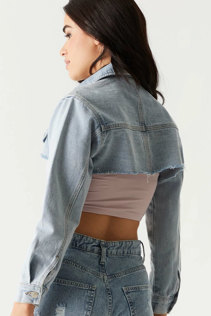 Stitches Ladies Refuge Super Cropped Denim Jacket Refuge Jeans 5 Stitches Ladies Refuge Super Cropped Denim Jacket Refuge Jeans