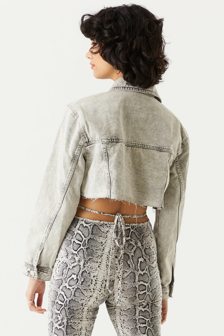Stitches Ladies Denim Jackets Refuge Cut-Off Grey Wash Distressed Denim Jacket 2 Stitches Ladies Denim Jackets Refuge Cut-Off Grey Wash Distressed Denim Jacket