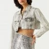Stitches Ladies Denim Jackets Refuge Cut-Off Grey Wash Distressed Denim Jacket
