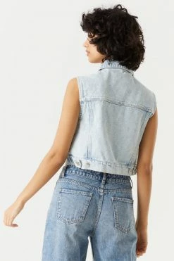 Stitches Ladies Fitted Button-Up Denim Vest Denim Jackets