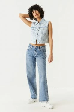 Stitches Ladies Fitted Button-Up Denim Vest Denim Jackets