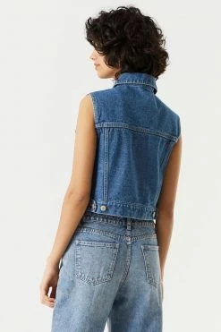 Stitches Ladies Fitted Button-Up Denim Vest Denim Jackets