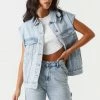 Stitches Ladies Denim Jackets Oversized Button-Up Denim Vest