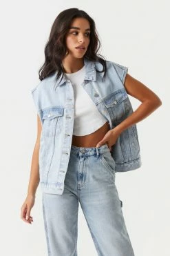 Stitches Ladies Denim Jackets Oversized Button-Up Denim Vest