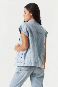 Stitches Ladies Denim Jackets Oversized Button-Up Denim Vest