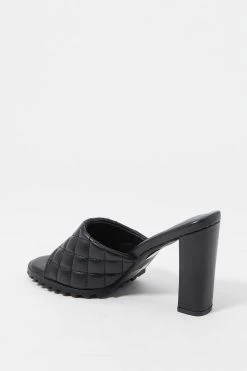 Stitches Ladies Quilted Band Chunky Mule High Heel