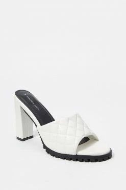 Stitches Ladies Quilted Band Chunky Mule High Heel