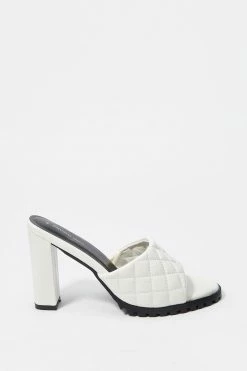 Stitches Ladies Quilted Band Chunky Mule High Heel