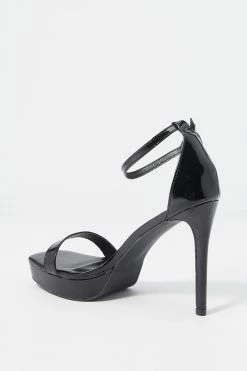 Stitches Ladies Heels Patent Faux-Leather Ankle Strap Stiletto High Heel 22 Stitches Ladies Heels Patent Faux-Leather Ankle Strap Stiletto High Heel