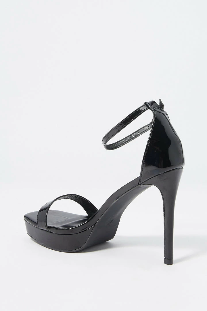 Stitches Ladies Heels Patent Faux-Leather Ankle Strap Stiletto High Heel 8 Stitches Ladies Heels Patent Faux-Leather Ankle Strap Stiletto High Heel