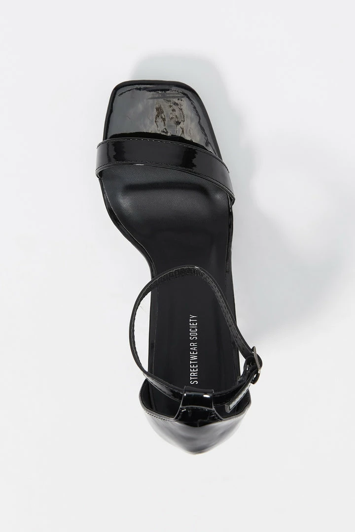 Stitches Ladies Heels Patent Faux-Leather Ankle Strap Stiletto High Heel 9 Stitches Ladies Heels Patent Faux-Leather Ankle Strap Stiletto High Heel