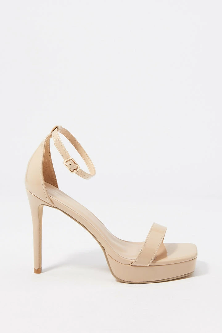 Stitches Ladies Heels Patent Faux-Leather Ankle Strap Stiletto High Heel 11 Stitches Ladies Heels Patent Faux-Leather Ankle Strap Stiletto High Heel